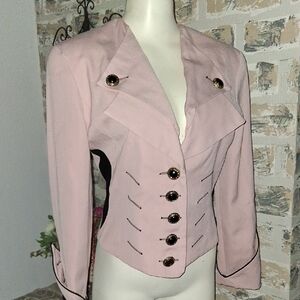 Vtg PG Collection Millitary Double Breasted Pale Pink Blazer